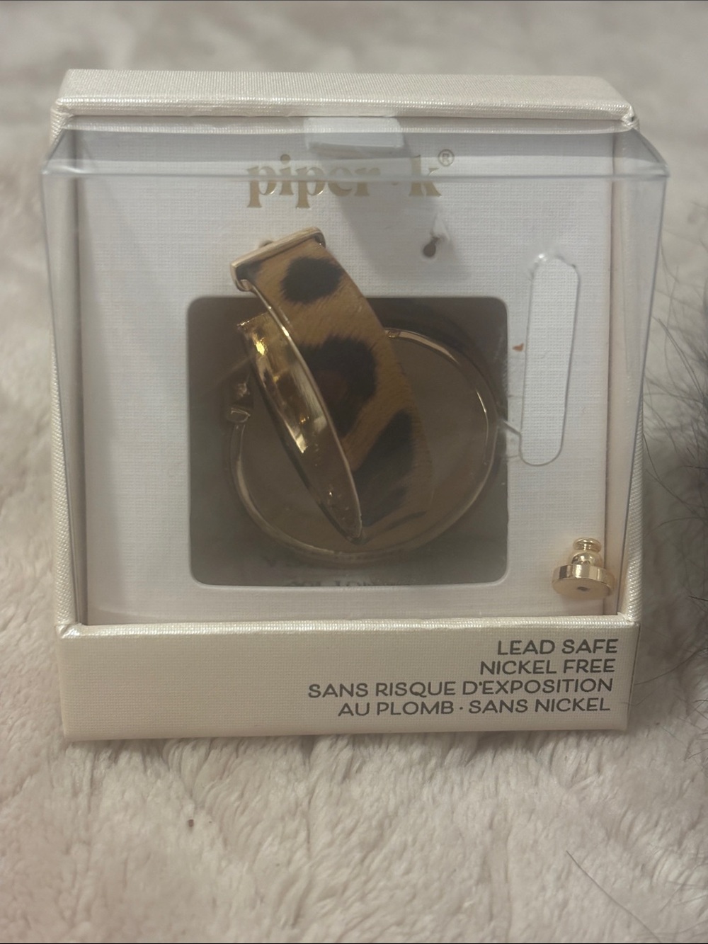 Piper Gold tone with Leopard Print hoop earrings
